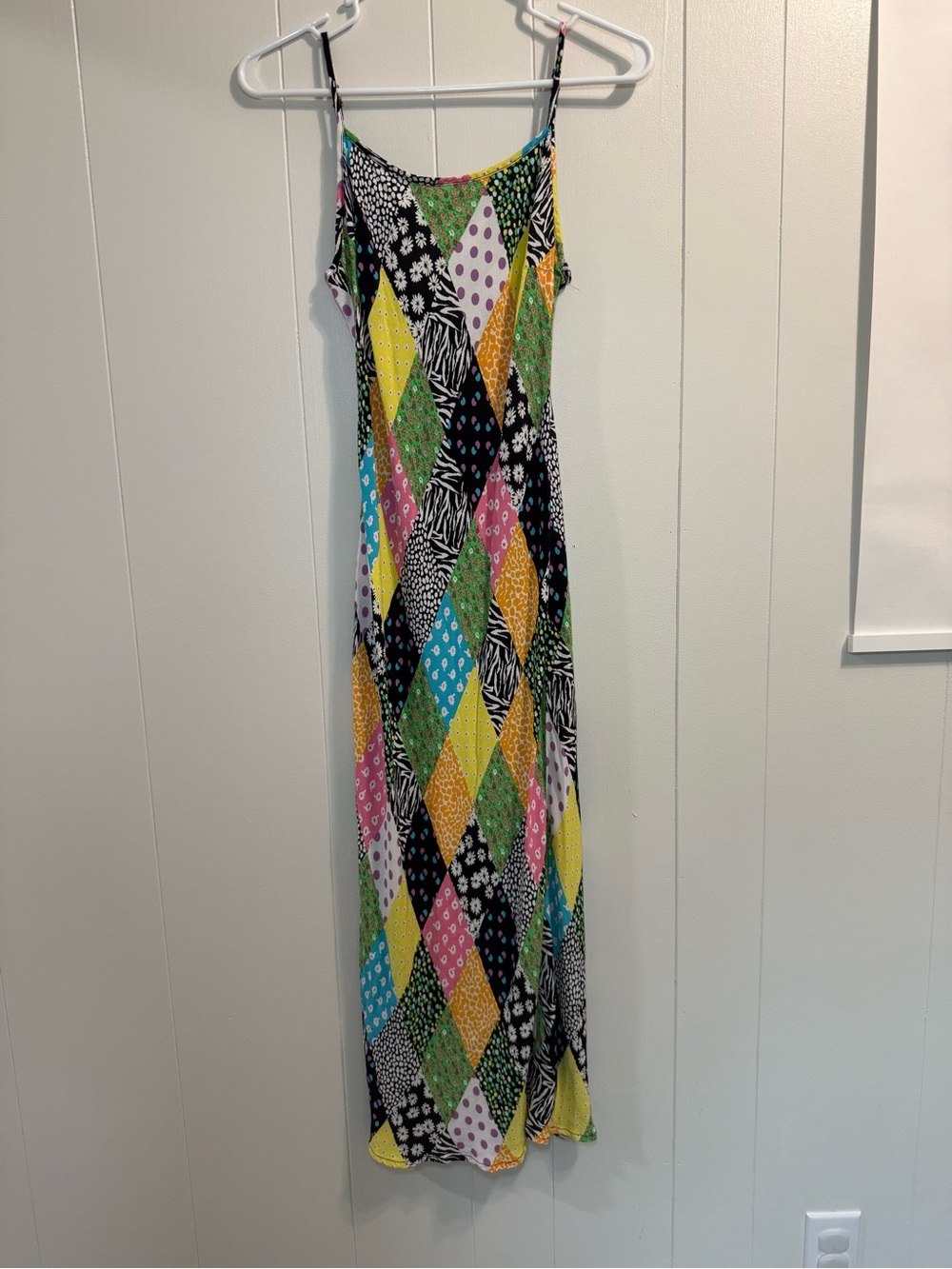 RIXO Multicolor Patchwork Spaghetti-Strap Maxi Dress Size XS
